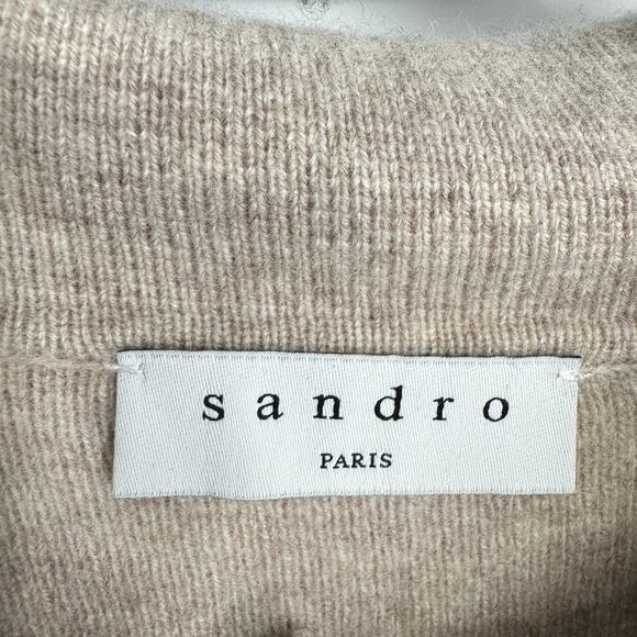 Sandro Hedwige Long Sleeve Button Down Sweater Shirt Dress Beige Size 1 - Picture 6 of 8